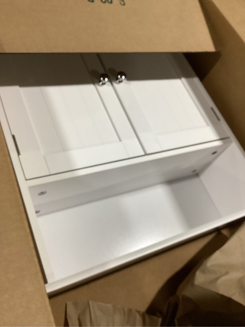 Condition photo showing Good Condition for Smuxee White Bathroom Cabinet Wall Mounted, Small Bathroom Medicine Cabinet with 2 Door Adjustable Shelves, Bathroom Wall Cabinet Over Toilet for Laundry Room Kitchen White Small