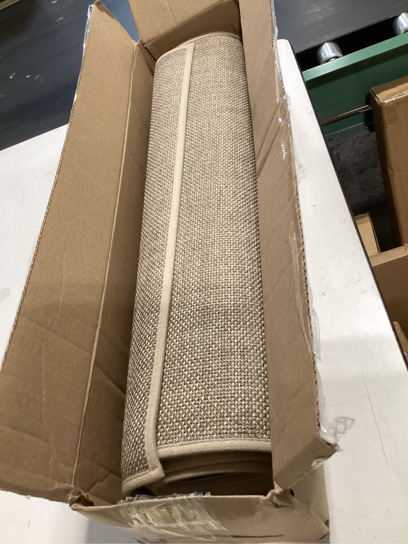 Condition photo showing Good Condition for 10ft natural jute hallway runner rug non slip washable, rubber backed long khaki indoor entryway runner, absorbent kitchen carpet sink rug khaki 2'4" x 10' (rectangular)
