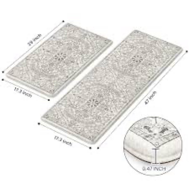 KIMODE Kitchen Mats Cushioned Anti Fatigue, Boho Vintage Kitchen Rugs Sets of 2, Non Slip Kitchen Mats for Floor, Memory Foam Kitchen Floor Mat for Sink Laundry Desk Black Multi 17"x47"+17"x29" 17.3" x 47"+17.3" x 29"--0.47 inches Black/Multi