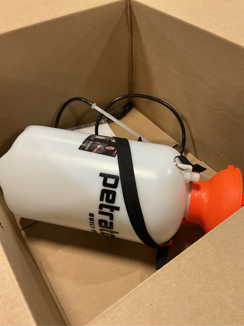 Condition photo showing As Is for Petratools 2 Gallon Pump Sprayer - HD201 Garden Sprayer for Weeds, Lawn Care & Pesticides - 52" Long Hose, 2 Nozzles & Easy Carry Handle - Durable & Lightweight