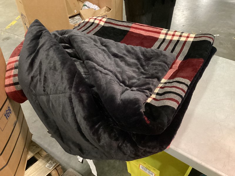 Condition photo showing Good Condition for cuddl duds® red plaid soft comforter twin 