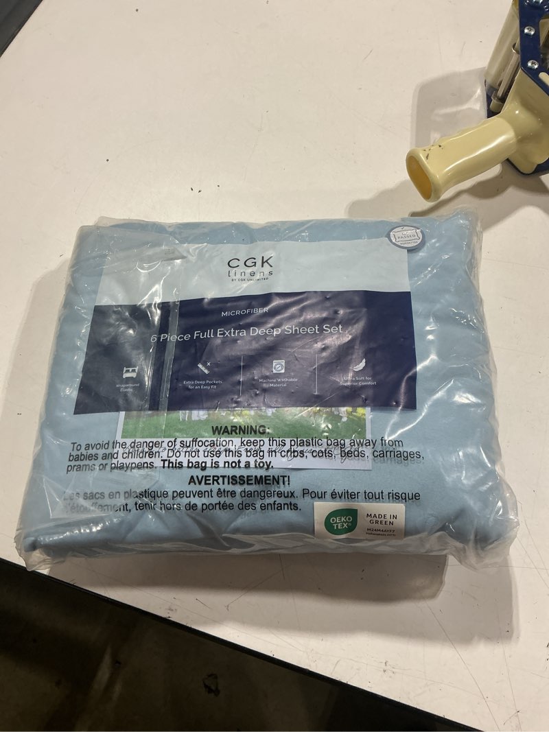 Condition photo showing Good Condition for extra deep full sheet set - 6 piece breathable and cooling sheets - hotel luxury bedding for women, men, kids & teens - easy & secure fit - soft, wrinkle free & comfy - extra deep pockets - light blue 21 - baby blue full