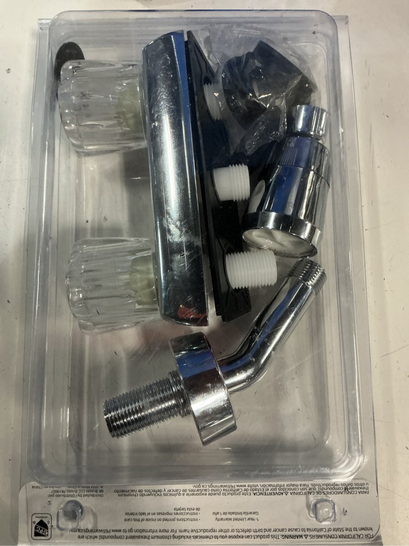 Condition photo showing As Is for road & home chrome 2-handle single function 2-in shower faucet valve included