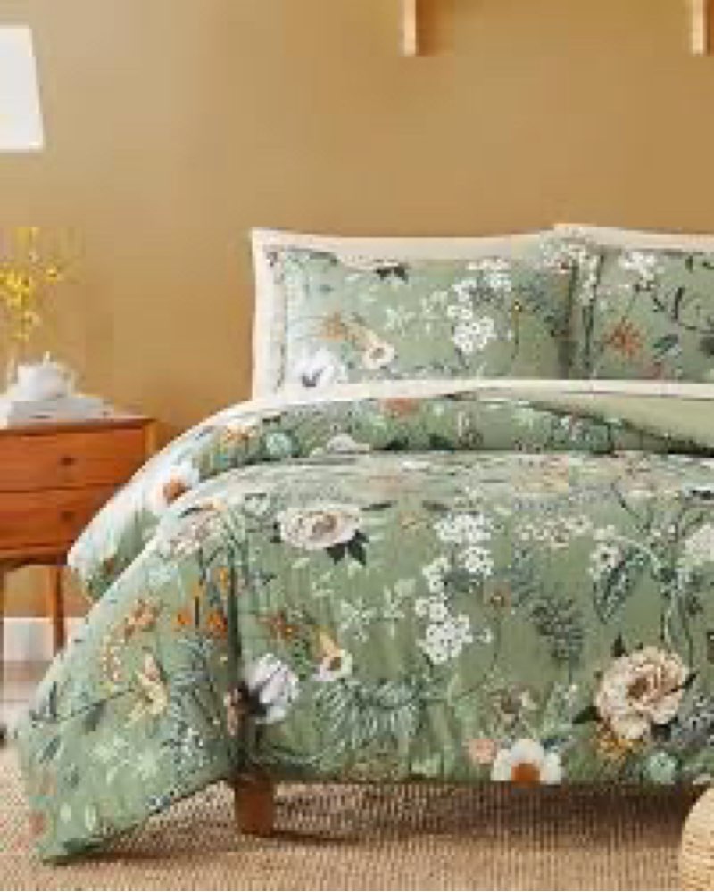 casaagusto twin comforter set - 3- pieces green floral bedding sets, twin bed in a bag with botanical butterfly comforter, sheets, pillowcases & shams for all seasons