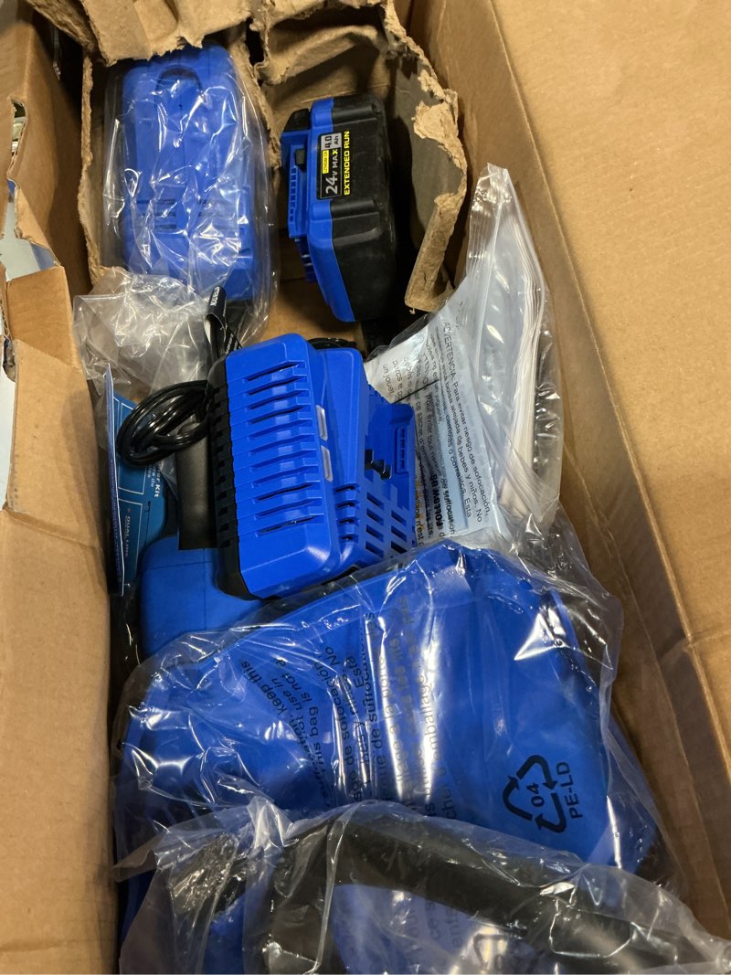 Condition photo showing Good Condition for kobalt 24-volt 15-in split shaft attachment capable battery string trimmer 4 ah (battery and charger included)