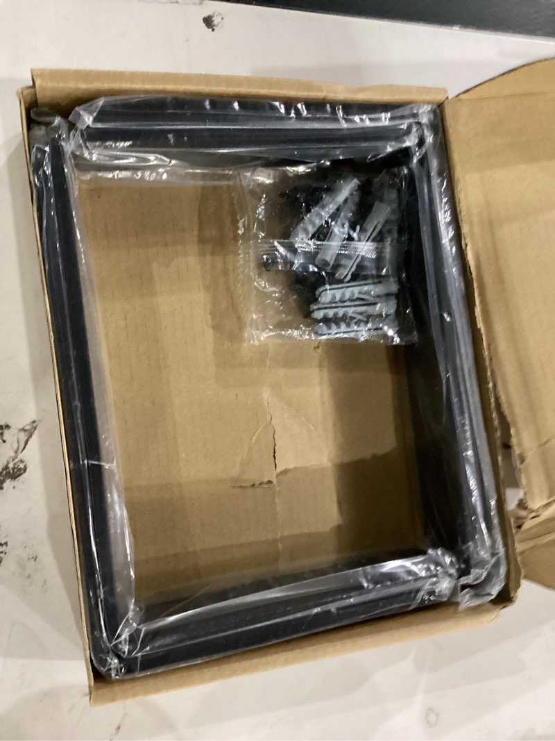 Condition photo showing New/Like New for heavy duty shelf brackets 8 inch rustic l black shelf brackets 8 x 6 inches metal iron industrial shelf bracket - l8 x h 6" x w 1.5" - 4 pack 8x6inch