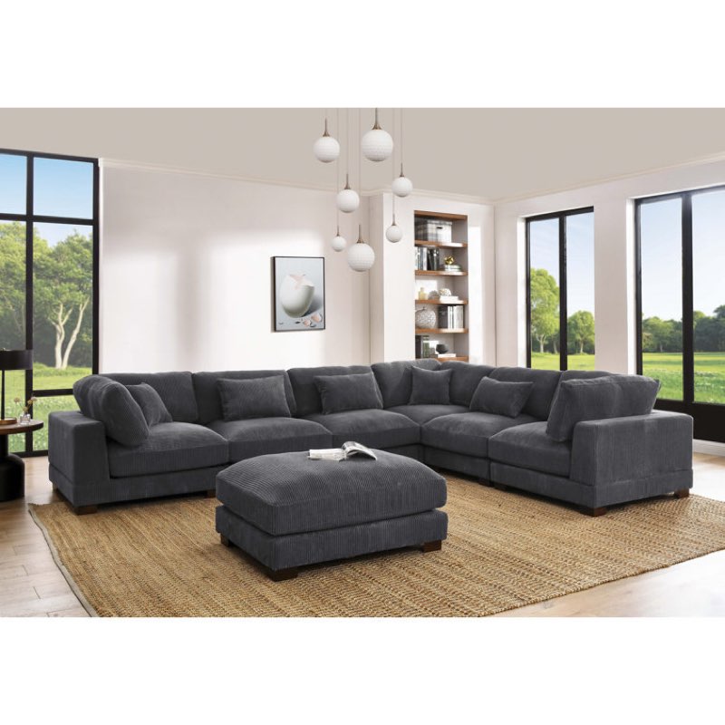 Arliz 7 - Piece 144" Wide Reversible Modular Corner Sectional with Ottoman