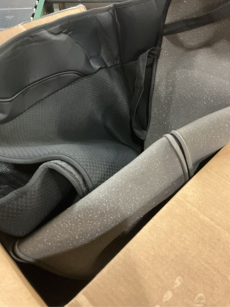 Condition photo showing As Is for skechers memory foam car seat covers, leather seat covers with thick memory foam, black air cool rear seat covers, automotive comfort and protection for most cars, van,trucks, suvs(rear,black) rear black/black
