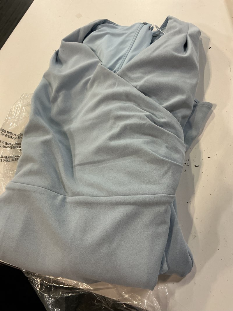 Condition photo showing Good Condition for london times women's dresses feminine ageless surplice v-neck faux wrap ruffle dress office event sh 22 w
