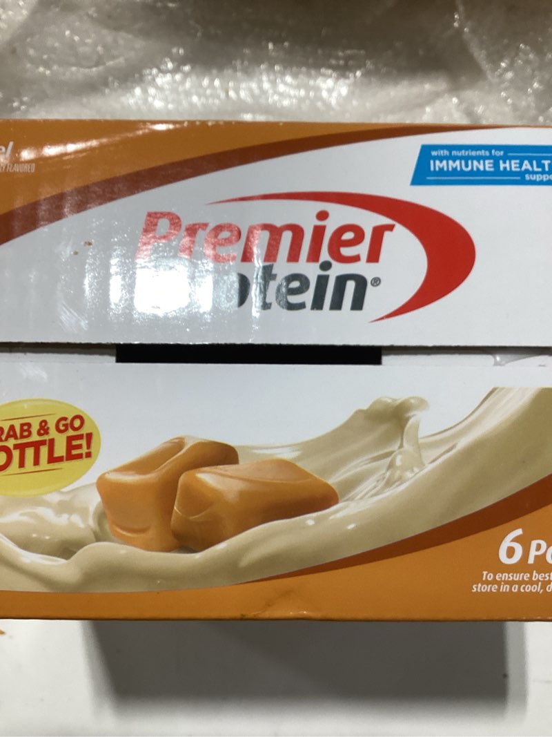 Condition photo showing New/Like New for Premier Protein Shake, Caramel, 30g Protein 1g Sugar 24 Vitamins Minerals Nutrients to Support Immune Health, 11.5 fl oz (Pack of 6)