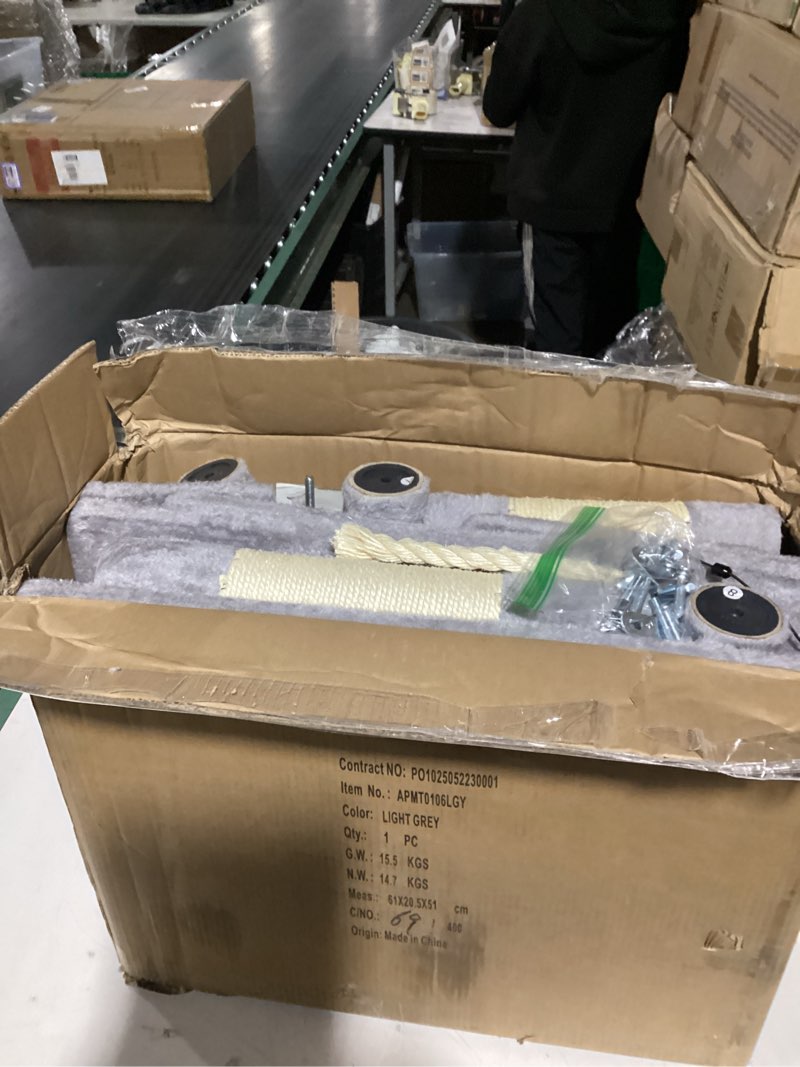 Condition photo showing As Is for Similar to Xin Three Layer Cat Tree with Cat Condo and Two Hammocks,Grey Small Grey