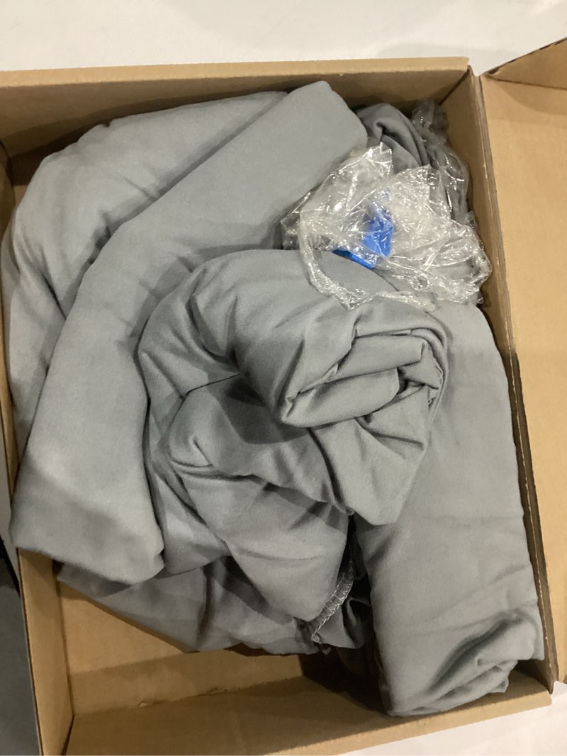 Condition photo showing As Is for Amazon Basics Dining Chair Covers, Stretch Parson/Dining Chair Slipcover, Removable Washable Chair Protector for Home/Restaurant/Banquet, Light Grey Pack of 6