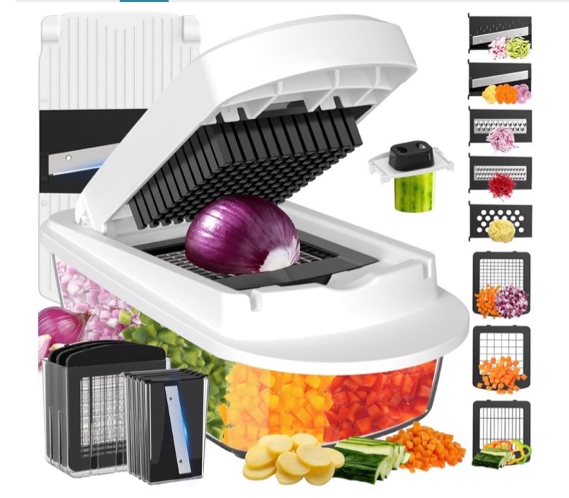 8 blade all-in-1 vegetable chopper mandoline slicer with container, food chopper, onion chopper, veg