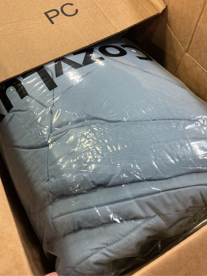 Condition photo showing Good Condition for cozylux full size comforter sets grayish blue, 7 pieces bed in a bag, blue comforter full size, all season bedding sets with stitch quilted comforter, flat sheet, fitted sheet, pillowcases grayish blue full
