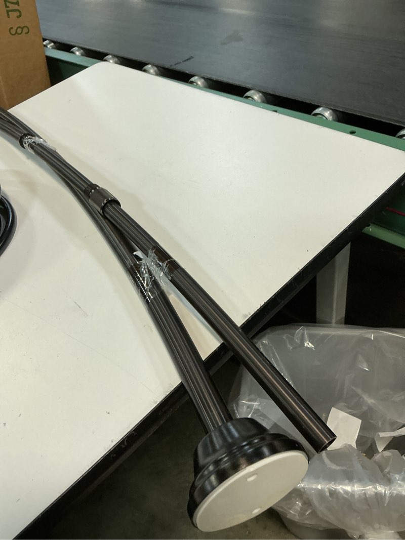 Condition photo showing As Is for moen matte black 54 to 72-inch adjustable fixed mount single curved shower curtain rod for bathroom, csr2160bl