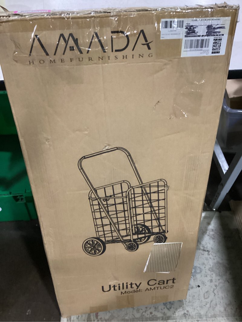 Condition photo showing New/Like New for amada shopping cart for groceries with 176lbs/91l large capacity, heavy duty folding utility cart on wheels for groceries, laundry, pantry, garage