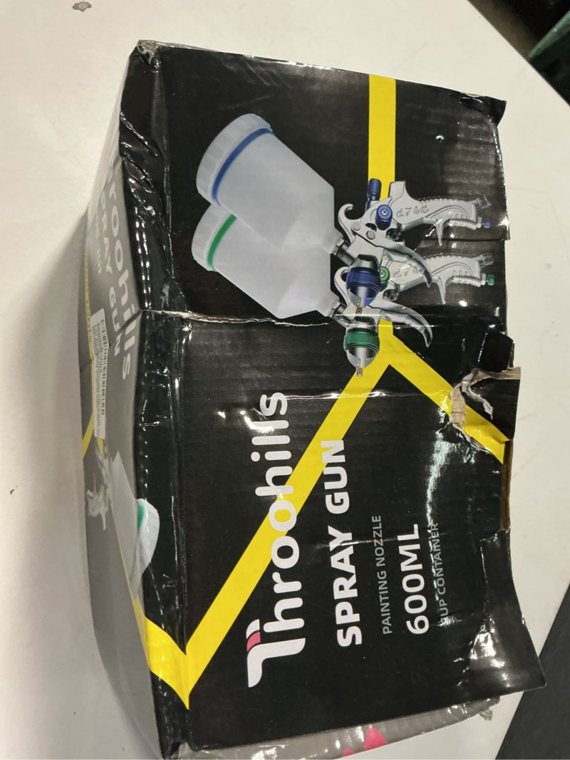 Condition photo showing New/Like New for Professional HVLP Spray Gun, 1.3/1.5/1.8mm Nozzle HVLP High Atomization Flow Adjustable Pneumatic Gravity Spray Gun with 600cc Cup & Gauge for Paint Touch-Up(Blue) X-2008-1.3set-blue