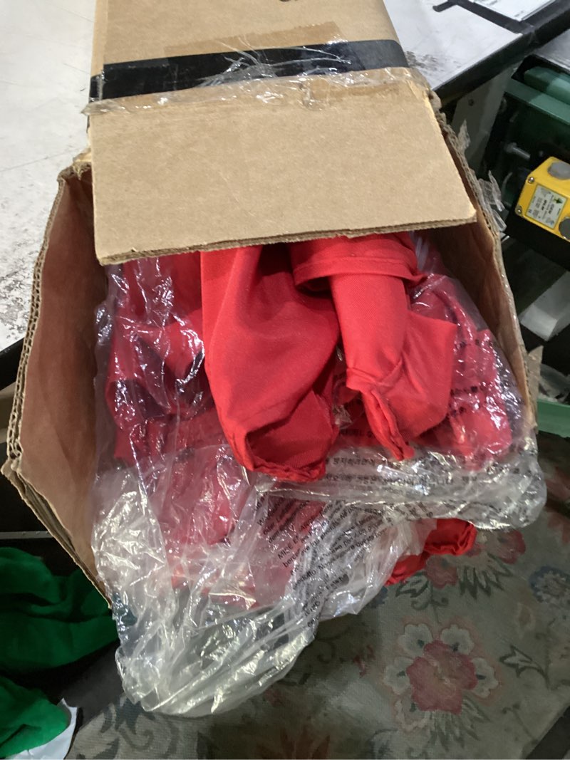 Condition photo showing As Is for missing pieces jearey 3 tiers patio umbrella with solar lights 9ft outdoor market table umbrellas with push button tilt for outside pool garden, red red 9ft
