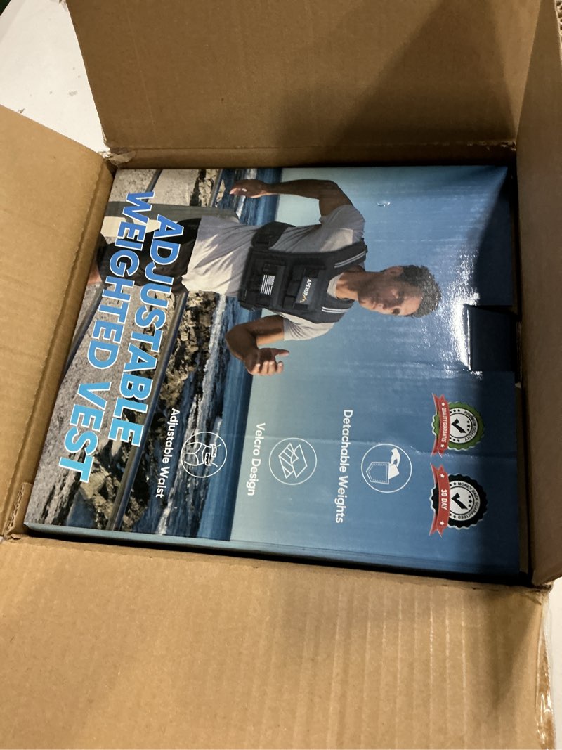 Condition photo showing New/Like New for APEXUP Adjustable Weighted Vest Men 20lbs/30lbs/40lbs Weights with Reflective Stripe, Weight Vest Woman Workout Vest for Strength Training Running Walking 20lbs Black