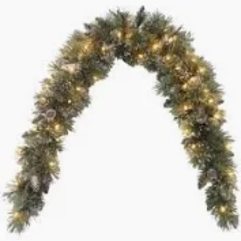 National Tree Company 6 ft Pre-Lit Glittery Bristle Artificial Christmas Garland, Christmas Decorati
