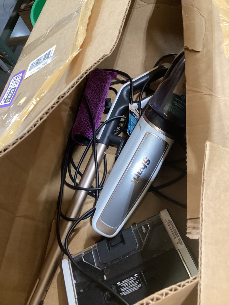 Condition photo showing As Is for shark steam pickup lightweight 3-in-1 steam mop cleaner picks up debris, deep scrubs & steam sanitizes - all at once for home with sealed hard floors like hardwood, tile & laminate, sd201