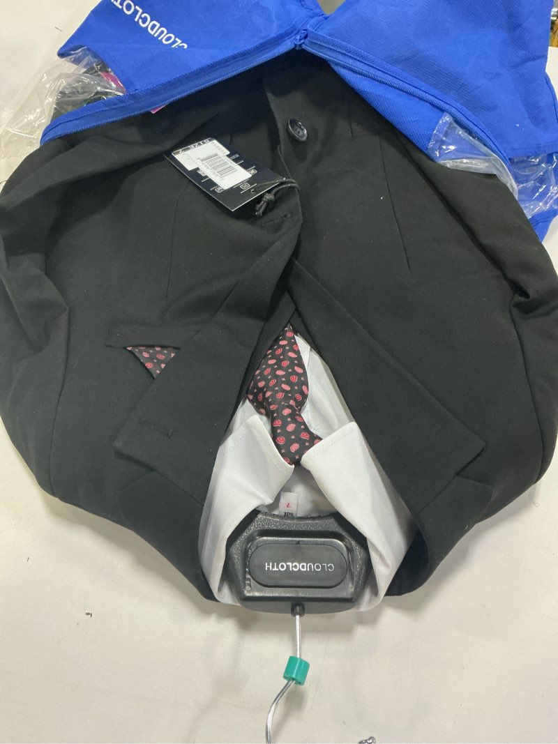 Condition photo showing Good Condition for (Size:7) (similar style)CloudCloth Boys' Slim-Fit Solid Suit Ensemble with Shirt and Tie, Black