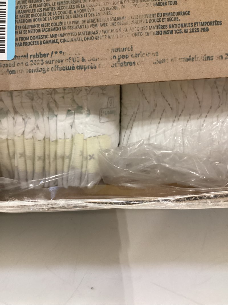 Condition photo showing As Is for pampers swaddlers diapers, size 6 (23-44 lbs), 108 count, absorbent, keeps baby dry and comfortable, skin safe disposable baby diaper (packaging may vary) size 6 108
