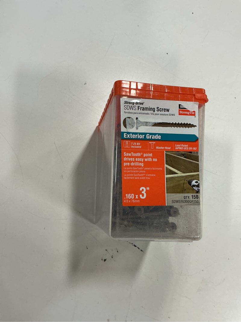 Condition photo showing New/Like New for Simpson SDWS16300QR150 0.16x3  Tan Washer Head SDWS Framing Screws  150/Box