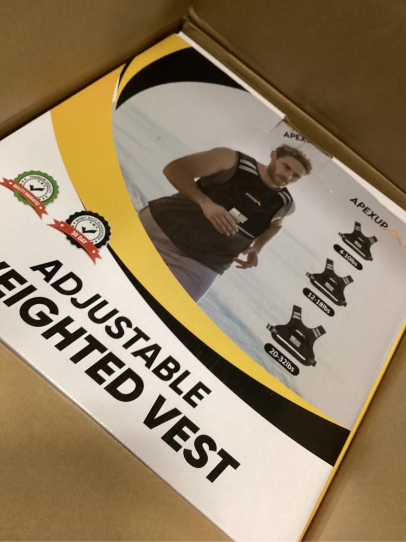 Condition photo showing Good Condition for APEXUP Adjustable Weighted Vest, 4-10lb/12-18lb/20-32lb Vest with 6 Ironsand Weights and Large Pocket, Weight Vest for Men Women Strength Training, Running, Walking 20-32lbs Black