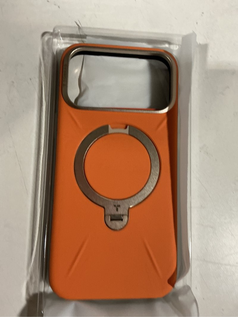 Condition photo showing Good Condition for torras q3 vegskin for iphone 17 pro max case leather, 360 spin magnetic stand, fit for magsafe, camera control, shockproof premium organic silicone leather case for iphone 17 pro max, burnt orange burnt orange for iphone 17 pro max, 6.9"
