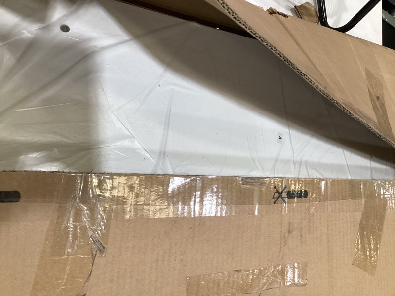 Condition photo showing As Is for lufeiya white l shaped computer desk with drawers & storage shelves, 47 inch corner reversible desk with power outlet for home office bedroom, l-shaped teen pc desks with fabric drawer, white