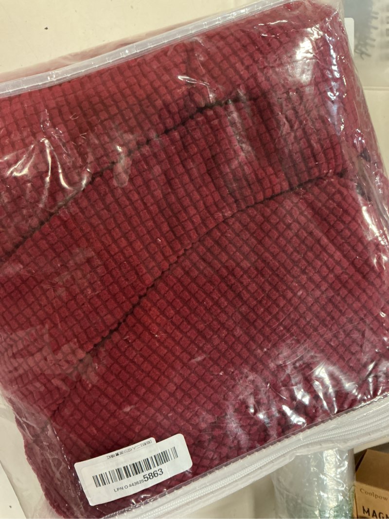 Condition photo showing New/Like New for kekuou stretch loveseat sofa cover slipcover,couch covers for 2 cushion couch sofa (55"-78") furniture protector sofa with elastic bottom for kids,dog. jacquard small checked (medium,dark red) dark red medium