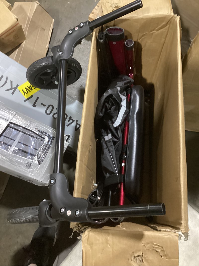Condition photo showing Good Condition for walkers for seniors, rollator walker with seat and backrest, big wheels all terrain, rolling walker foldable supports 350lb, lightweight & height adjustable, cane & cup holder, burgundy