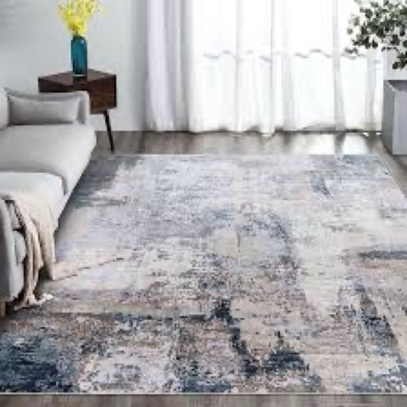 vivorug Grey 9x12 Area Rugs for Living Room, Non Slip Machine Washable Modern Abstract Rug, Ultra-Th