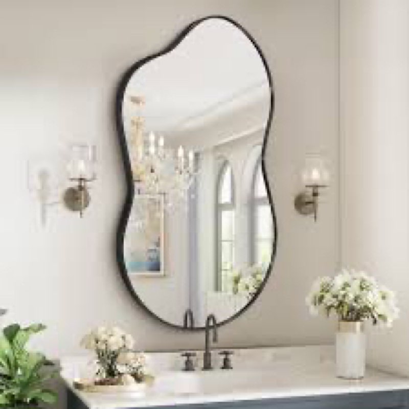 Agnete Irregular Metal Wall Mirror Asymmetrical Accent Mirror for Bathroom