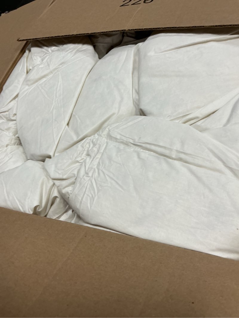 Condition photo showing As Is for apsmile oversized king feathers down comforter - ultra soft all seasons 100% organic cotton duvet insert medium warm quilted bed comforter with corner tabs (120x98, white) oversized king white/all season