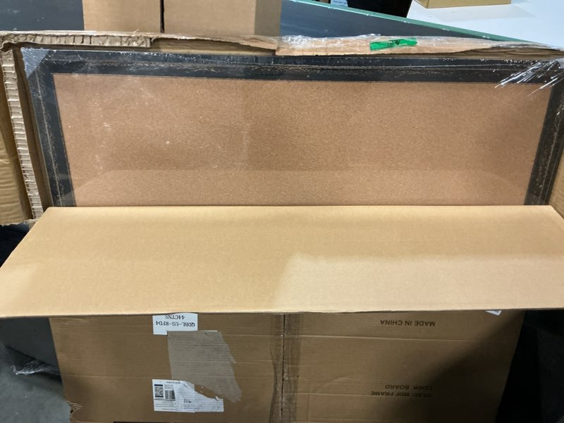 Condition photo showing New/Like New for dollar boss large cork board for wall - 48 x 36 inches, rustic wooden frame large bulletin board, decorative hanging pin board for office & home decor, black black 48''x 36‘’