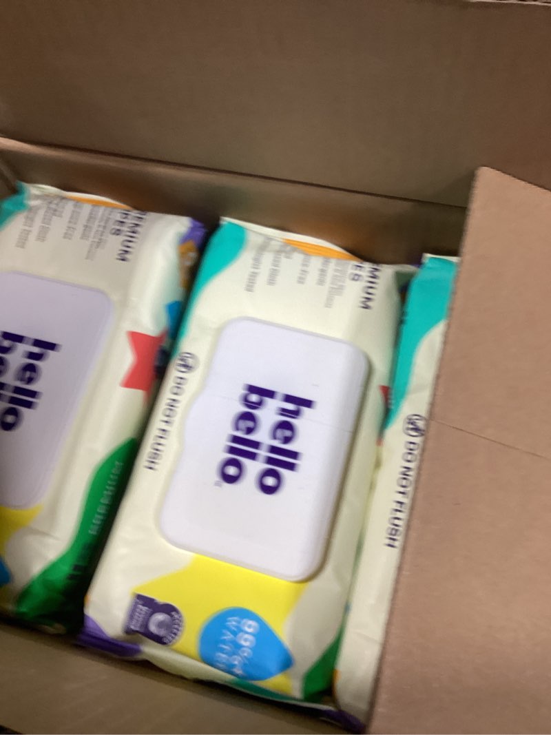 Condition photo showing New/Like New for hello bello premium fragrance-free baby wipes, with chamomile & aloe extracts for sensitive skin - 12 resealable packs = 720 total wipes 60 count (pack of 12) fragrance free