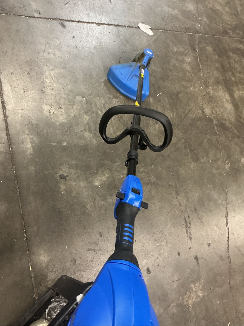 Condition photo showing As Is for kobalt 80-volt 16-in straight shaft battery string trimmer
