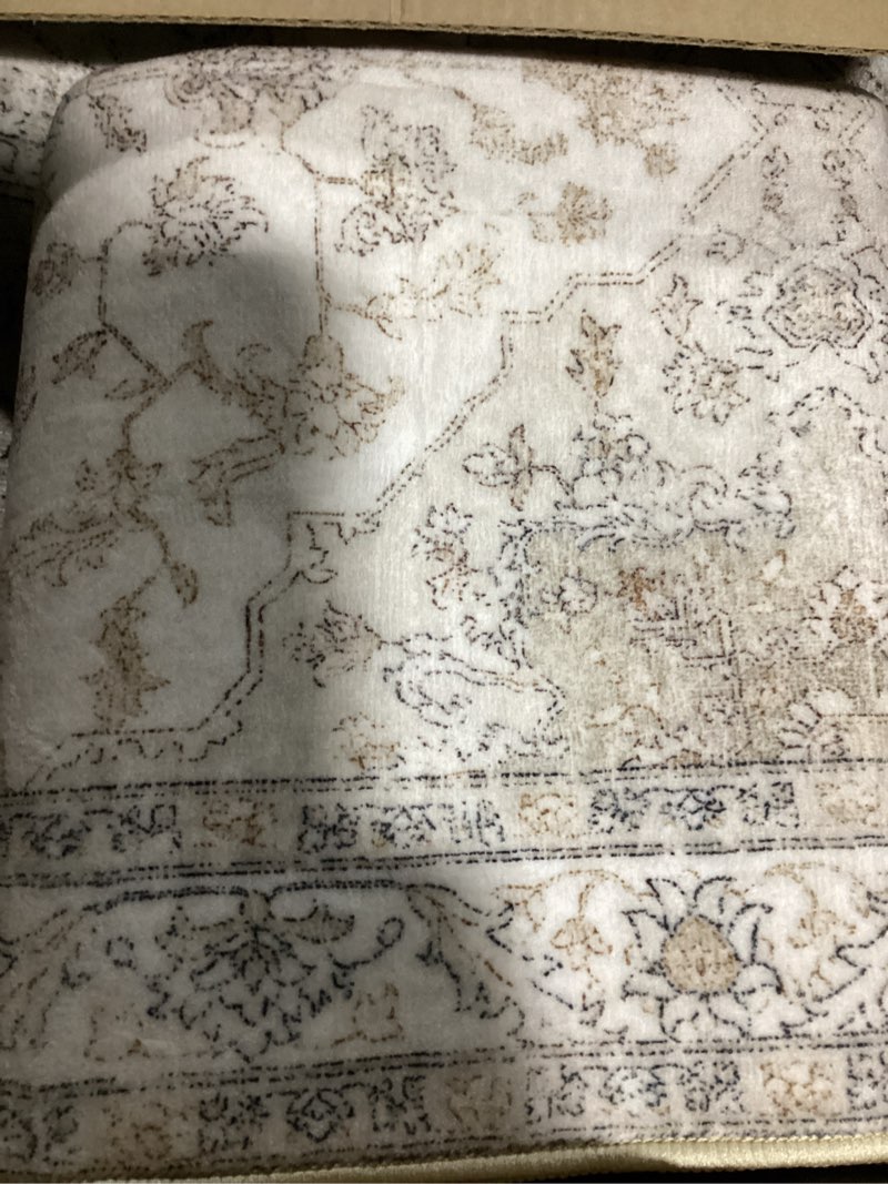 Condition photo showing Good Condition for (similar to)livebox 8x10 neutral area rugs for living room, vintage floral non-slip washable rugs, farmhouse botanical birds pattern large area rug for bedroom, carpet for dining room decor(neutral beige,8'x10') 8' x 10' neutral beige
