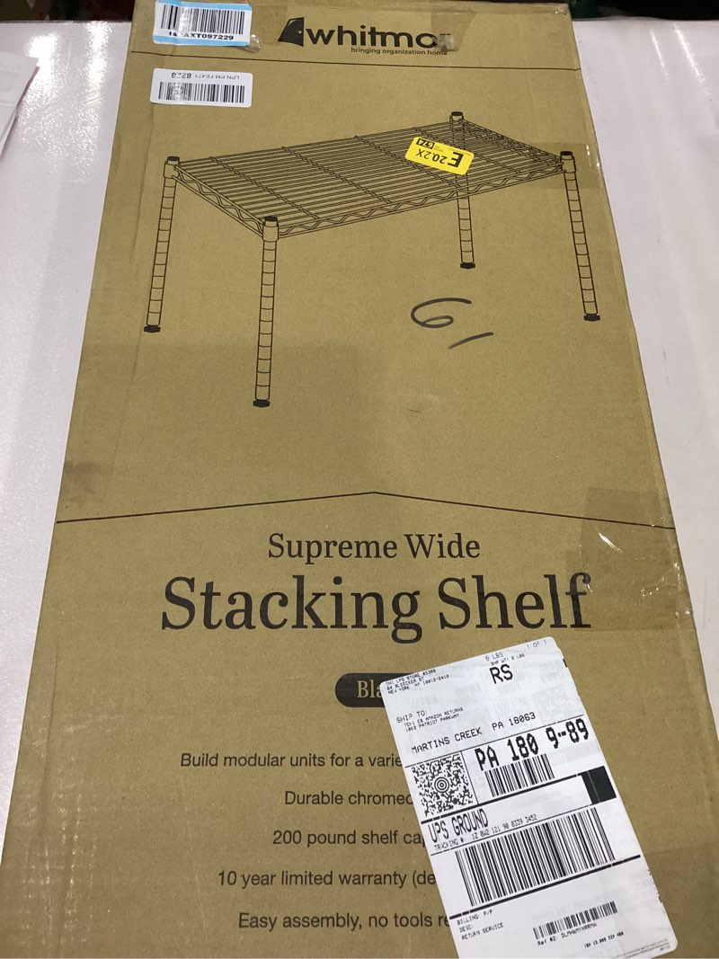 Condition photo showing As Is for Whitmor 1 Tier Shelving Units, Wire Rack Storage Organizer, 30" L x 14" W x 15" H, Black