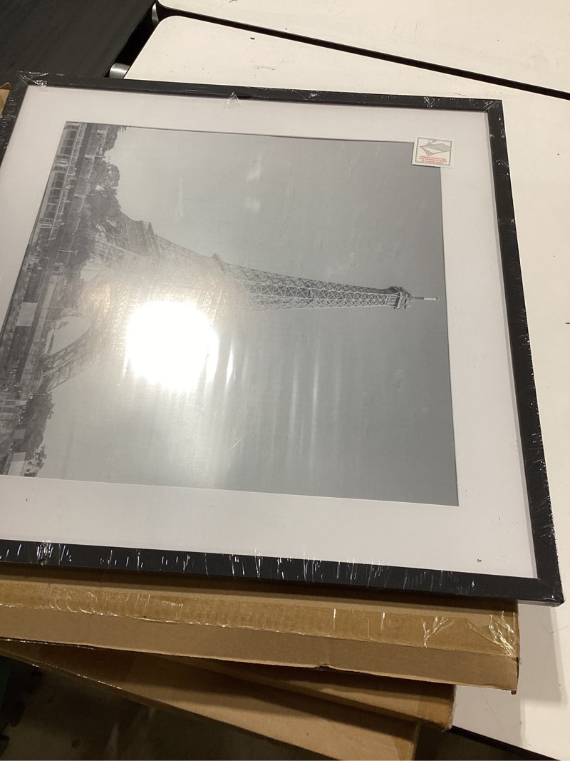 Condition photo showing New/Like New for upsimples 20x20 picture frame, display pictures 16x16 with mat or 20 x 20 without, wall hanging puzzle frames, black, 1 pack black 20x20