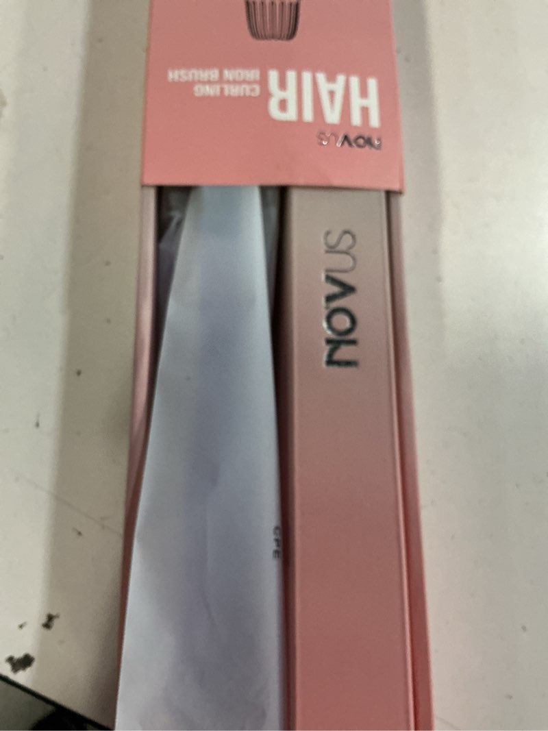 Condition photo showing New/Like New for hair brush: 1 inch brush for curly hair with anti-scald bristles, straightening comb with negative iron for women - 3 temp settings & led display (purple)