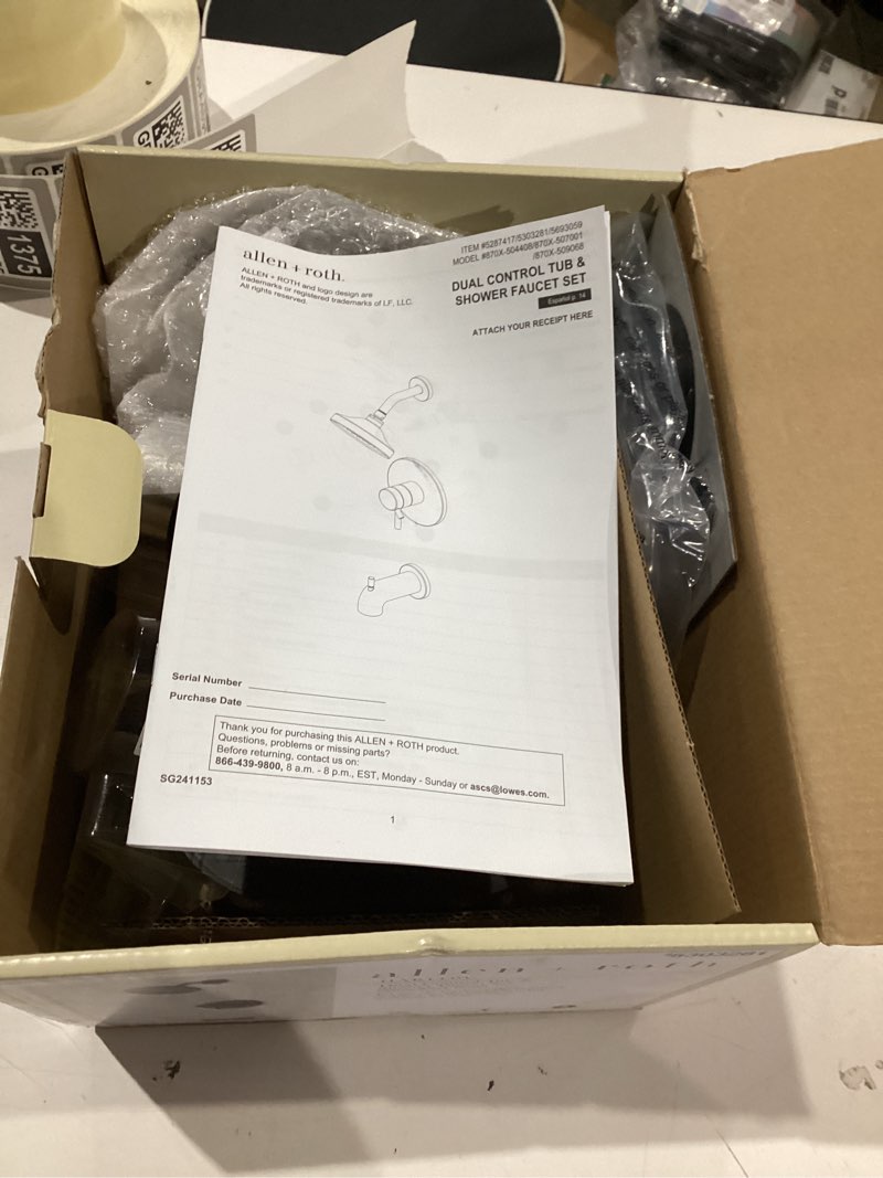 Condition photo showing As Is for  allen + roth harlow matte black 2-handle single function 6-in round bathtub and shower faucet (