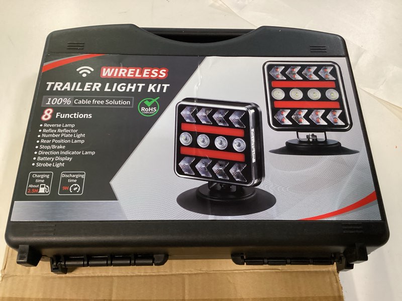 Condition photo showing New/Like New for USB-C Wireless Trailer Lights Kit with Reverse, IP67 Waterproof Magnetic LED Tow Light for Towing, Tail, Brake, Turn Signal for Car, Boat, Camper, RV (B-Type)