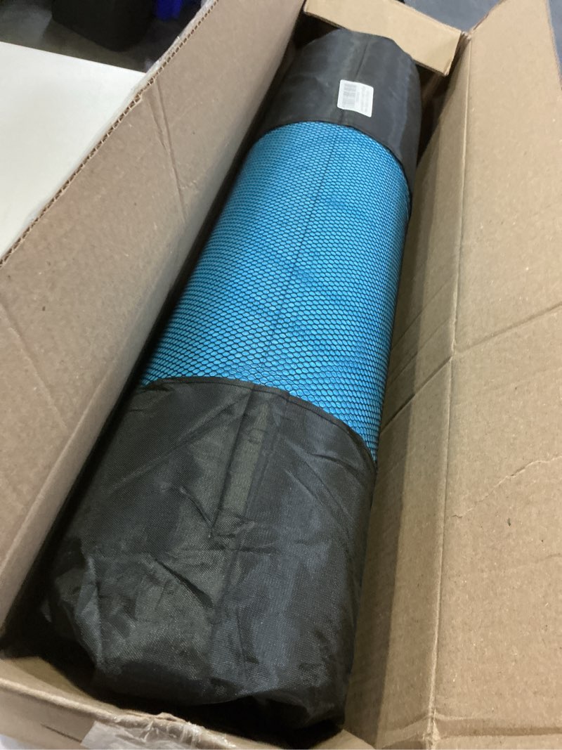 Condition photo showing Good Condition for jump rope mat 71"/63"x24" larger non-slip indoor outdoor exercise fitness mat, high-density workout shock absorption for home gym flooring concrete jumping rope 71"x24"blue