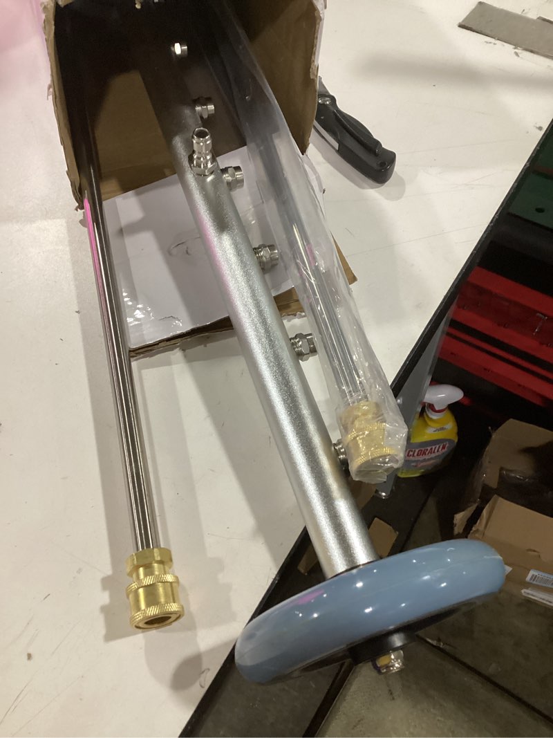 Condition photo showing New/Like New for RIDGE WASHER Pressure Washer Undercarriage Cleaner, 24 Inch Undercarriage Car Washer, Under Car Pressure Washer Attachment with 3 Pcs Extension Wand, 4000 PSI