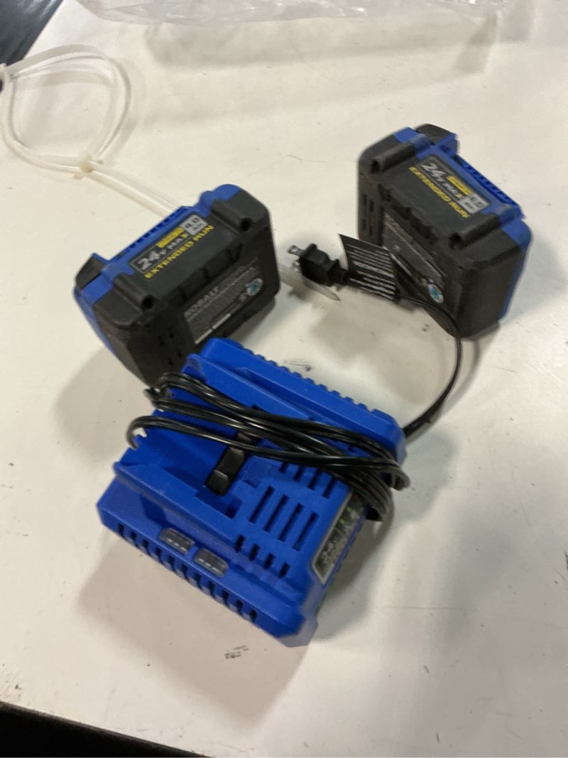 Condition photo showing As Is for kobalt 24v power tool charger with batteries for kobalt tools  
