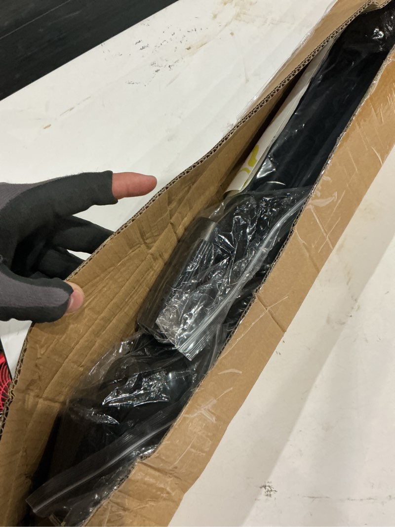 Condition photo showing New/Like New for tension curtain rod 51-126 inch, long curtain rod no drilling for window or bathroom, outdoor curtain rods for patio tension rods, easy to install, never rust, rod diameter 1.26 inches - black black 51''-126''