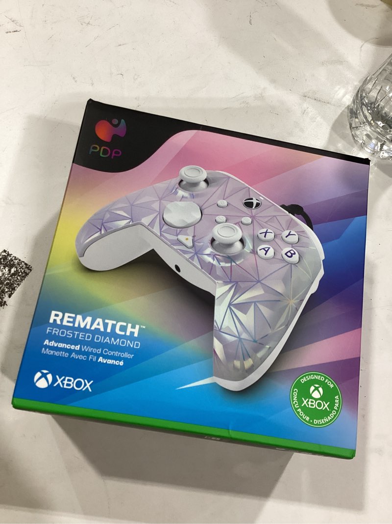 Condition photo showing Good Condition for PDP Gaming REMATCH Enhanced Wired Gaming Controller: Licensed Xbox Series X|S Gamepad, Xbox One, Windows PC, Mappable Back Buttons, Customizable, Audio Control, Companion App: Frost Diamond (Metallic) Controller Frosted Diamond